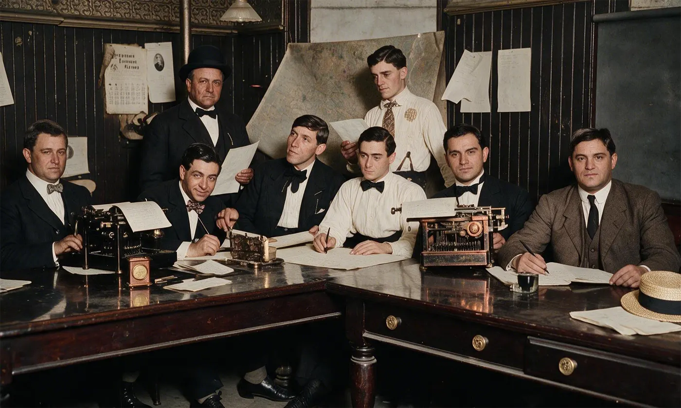 AI Restored photograph of the NYPD's Italian Squad