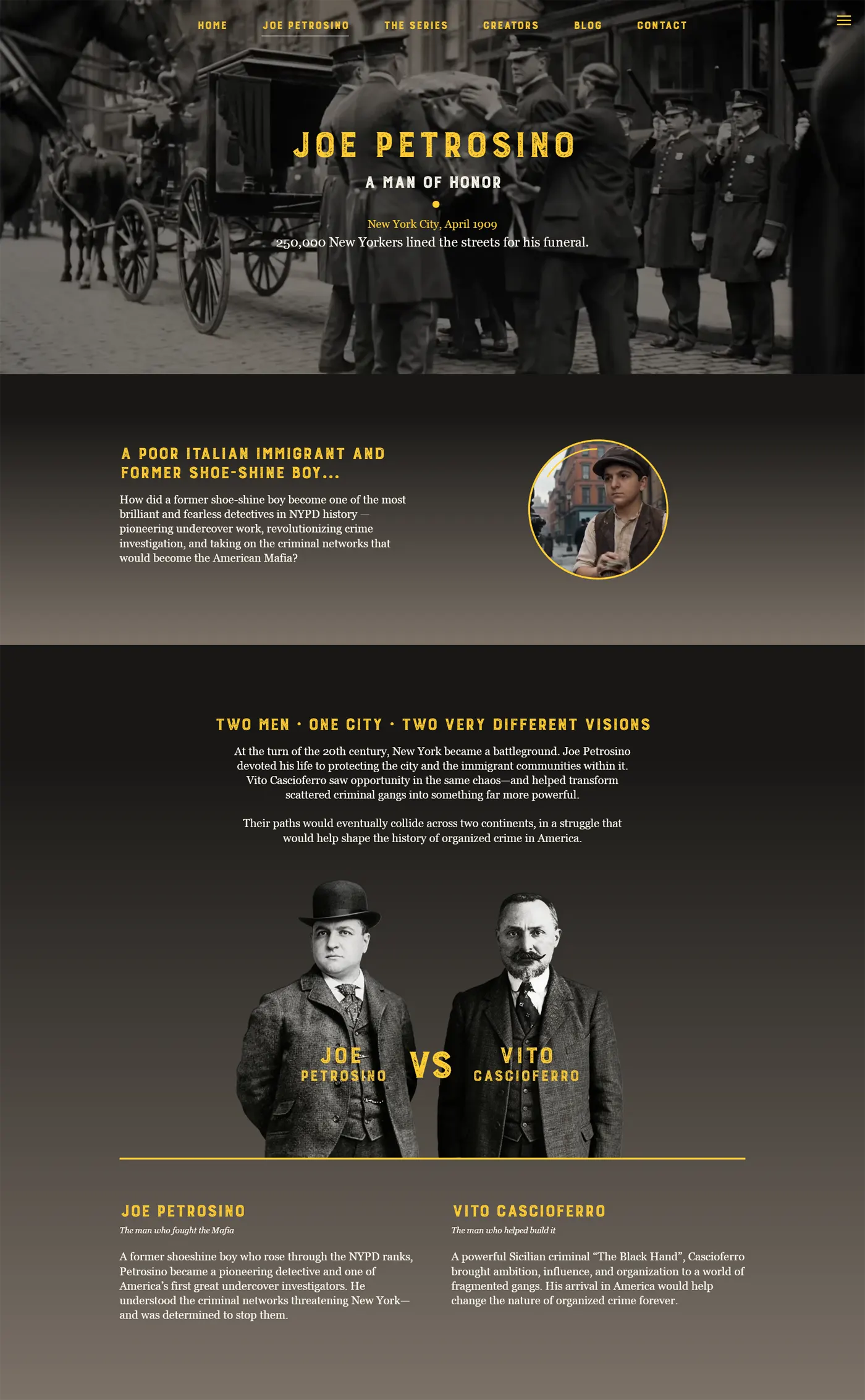Joe Petrosino's landing page part one